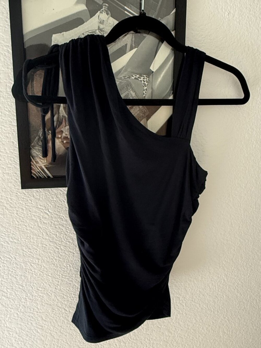 Free People One Shoulder Ruched Top Black Size XS